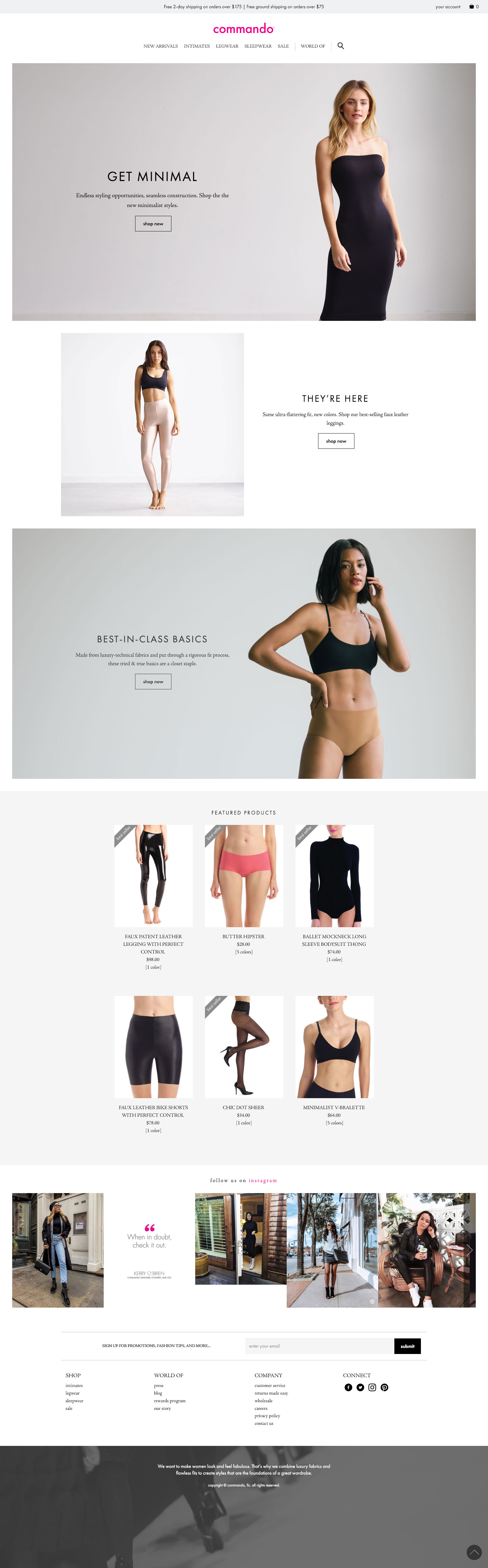 Screenshot of client's website