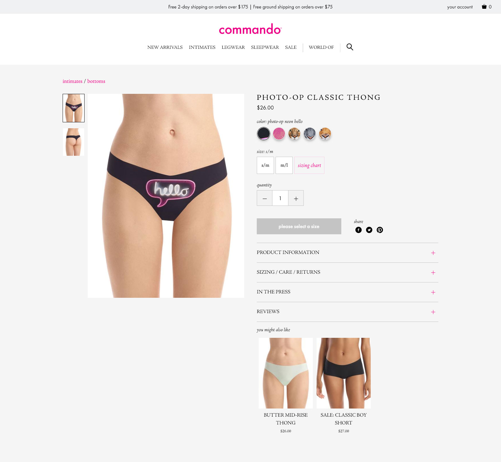Screenshot of client's website