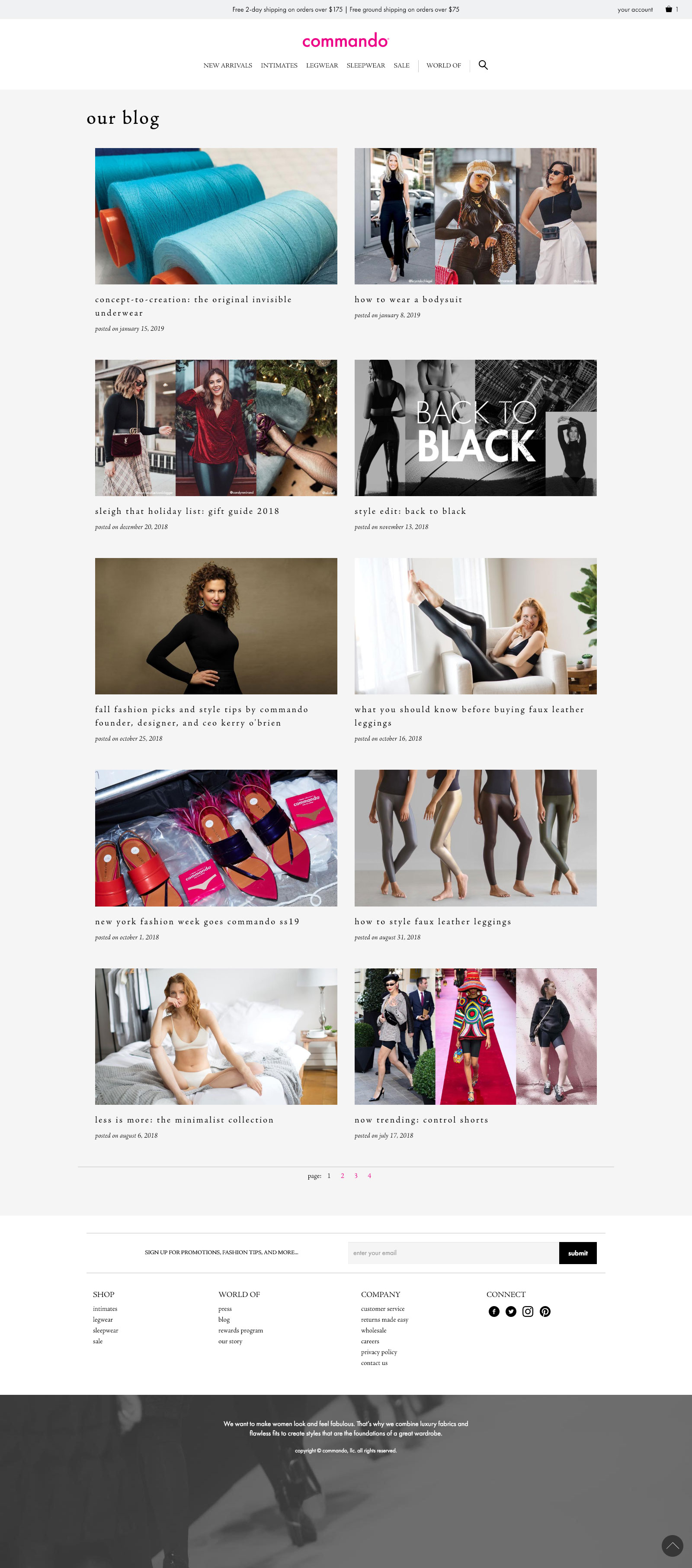 Screenshot of client's website