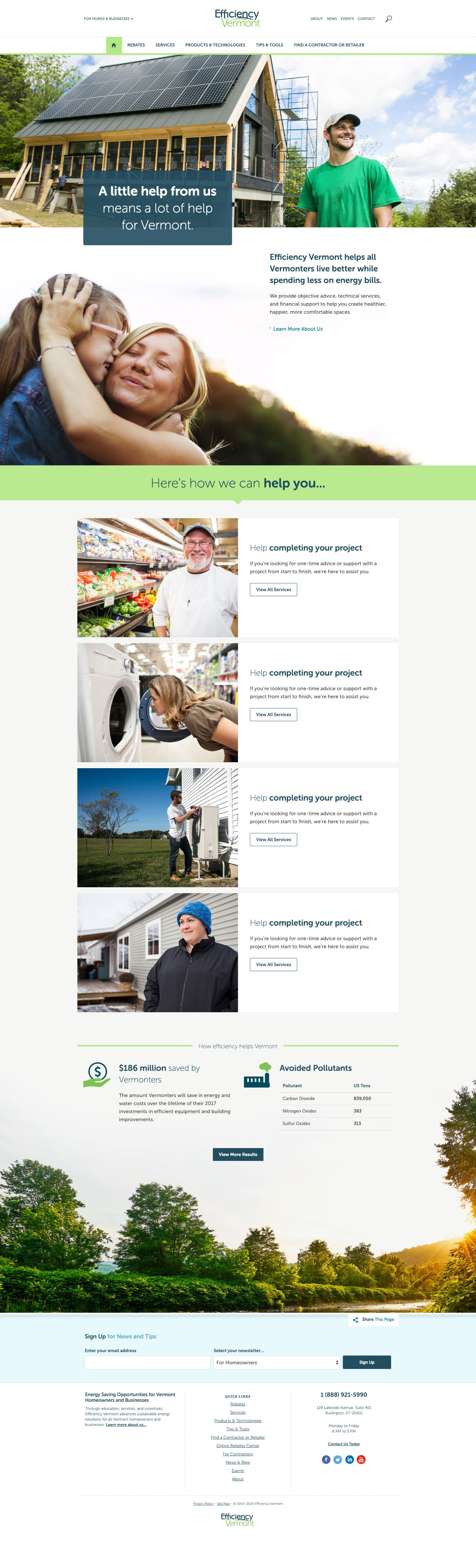 Screenshot of client's website