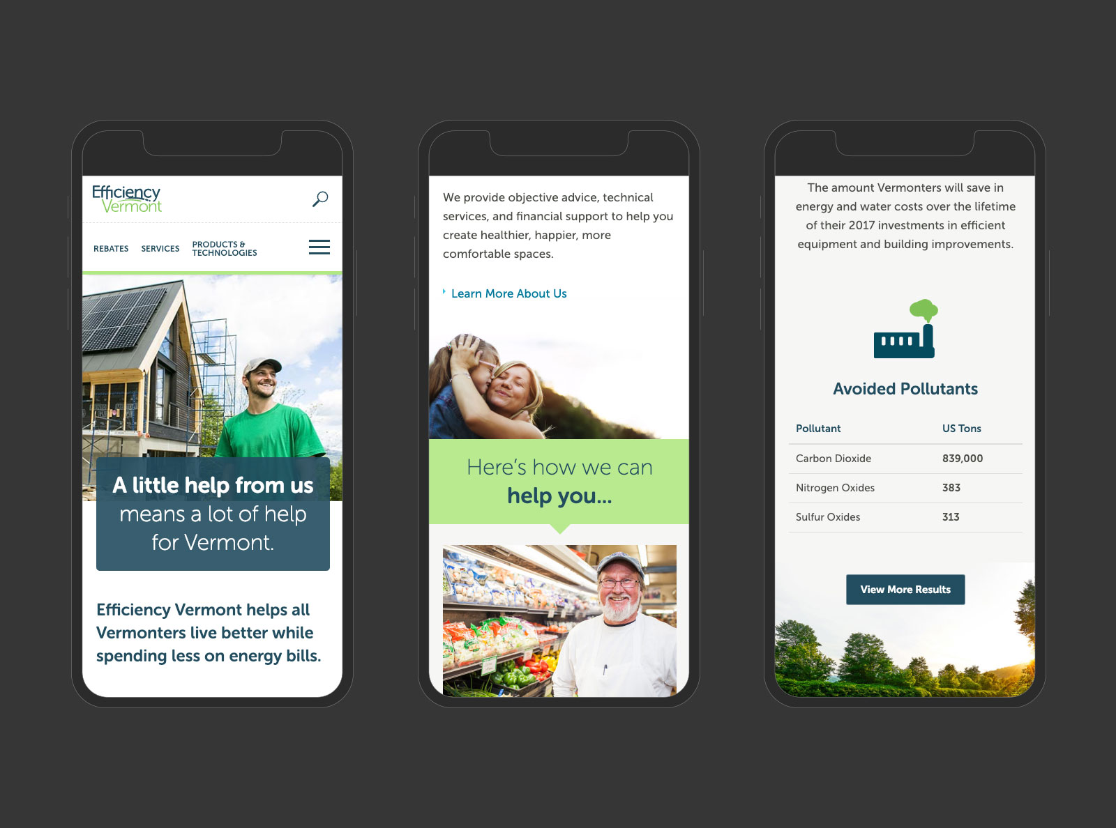 Screenshot of client's website