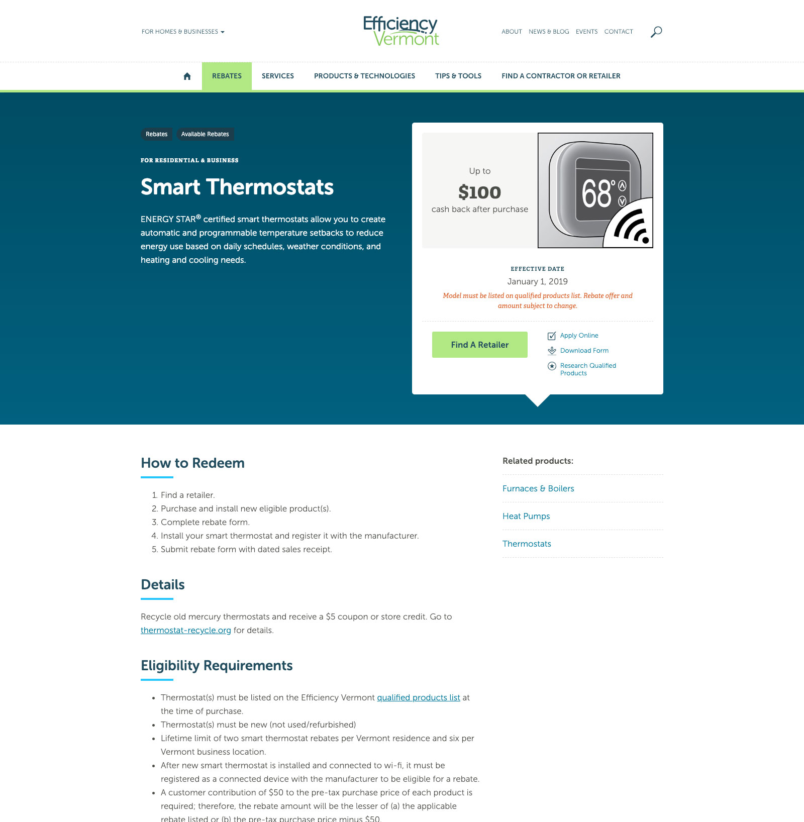 Screenshot of client's website