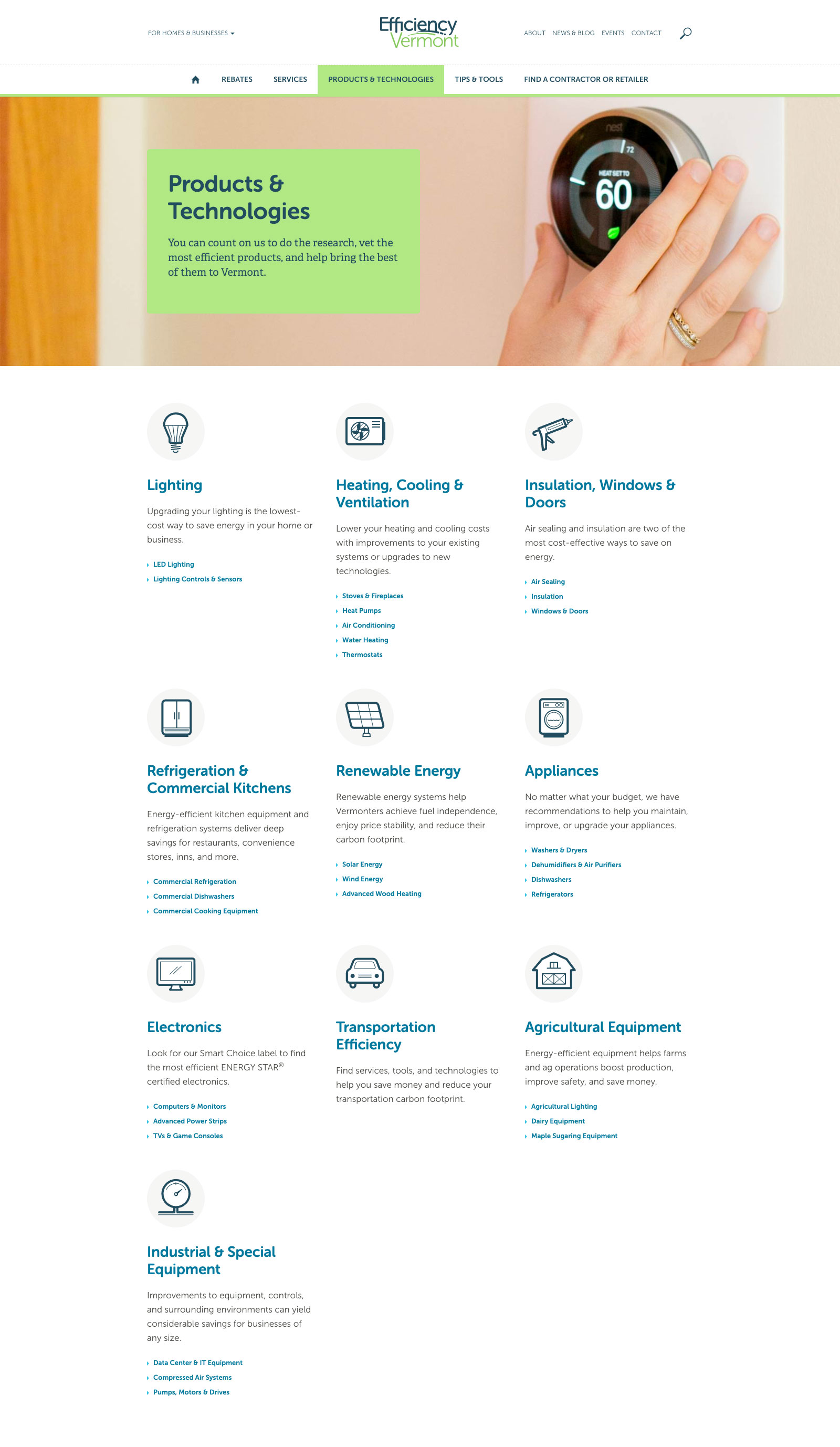 Screenshot of client's website