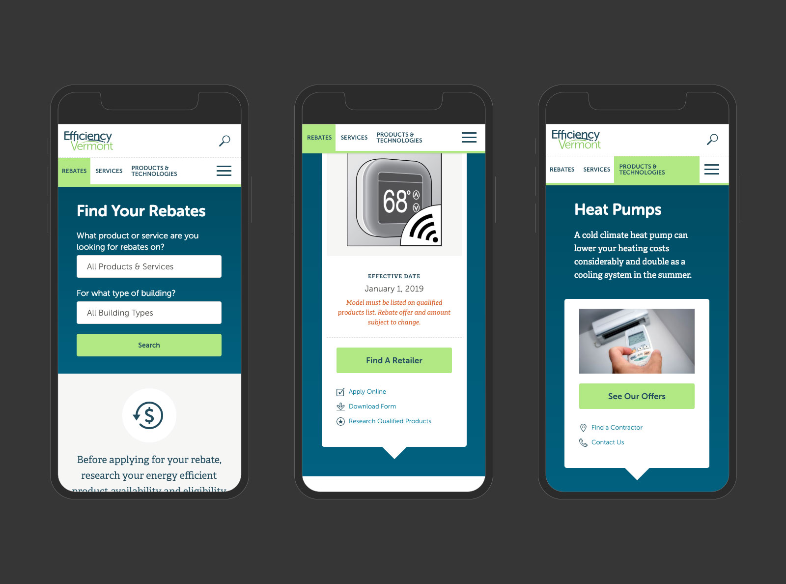 Screenshot of client's website
