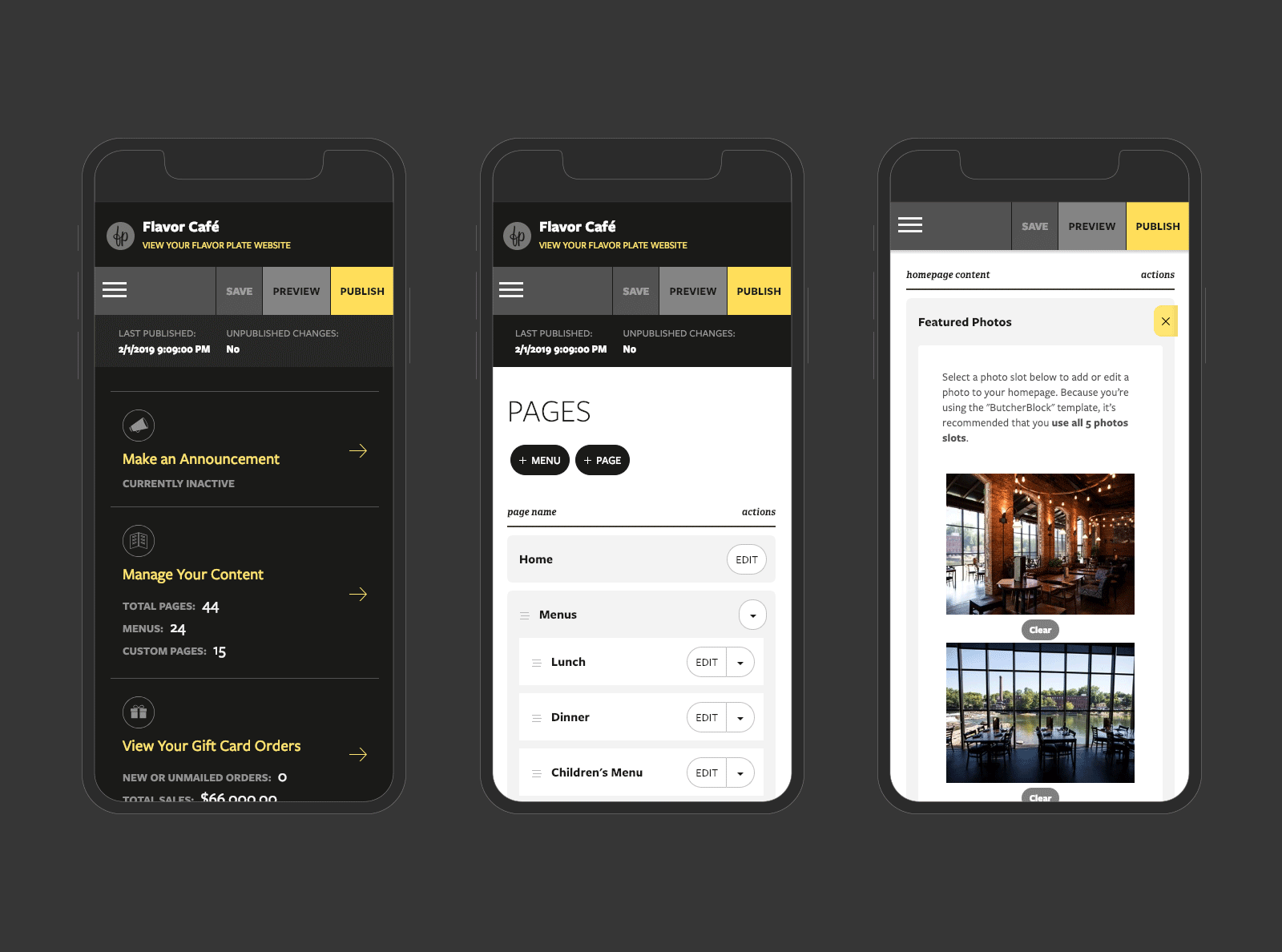 Screenshot of client's website