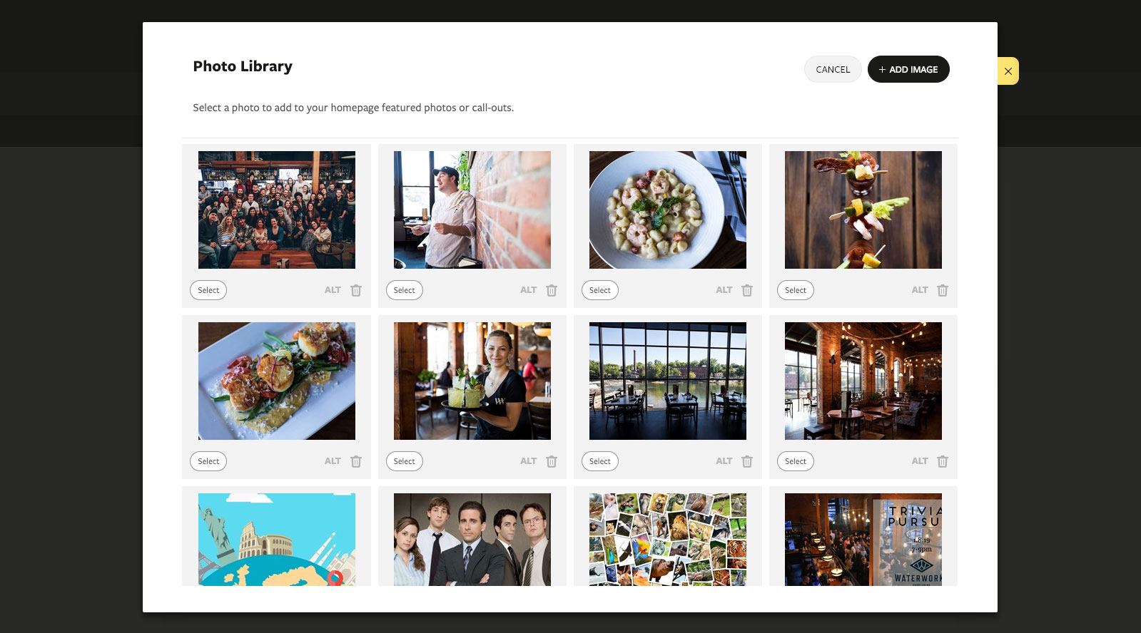 Screenshot of client's website