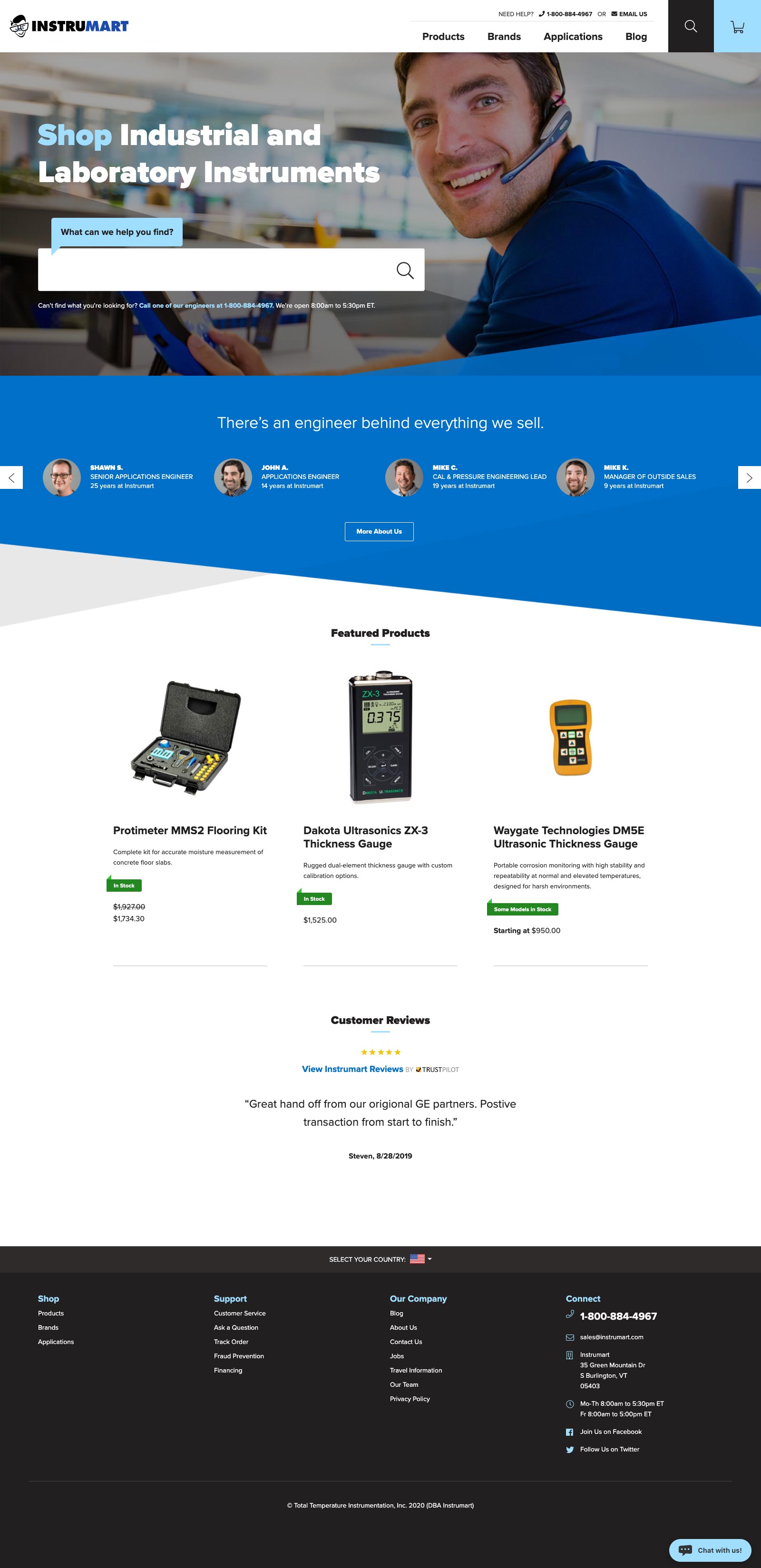 Screenshot of client's website