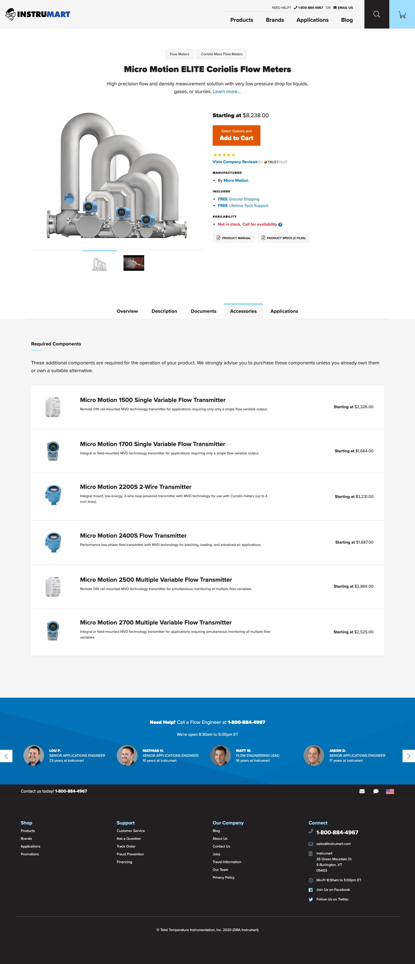 Screenshot of client's website