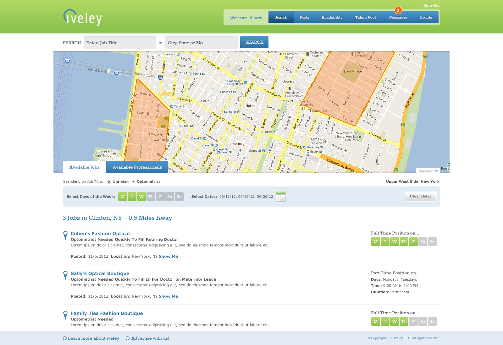 Screenshot of client's website