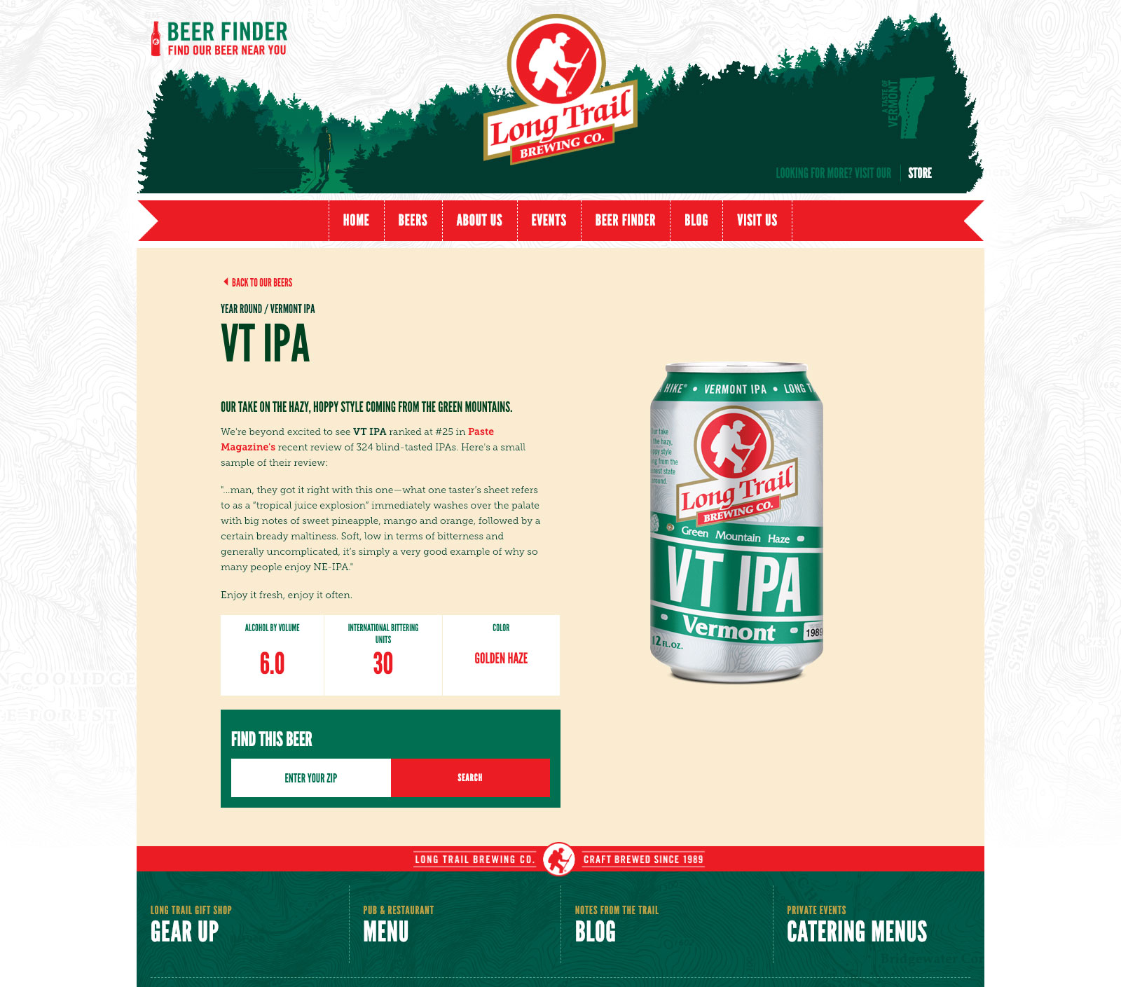 Screenshot of client's website