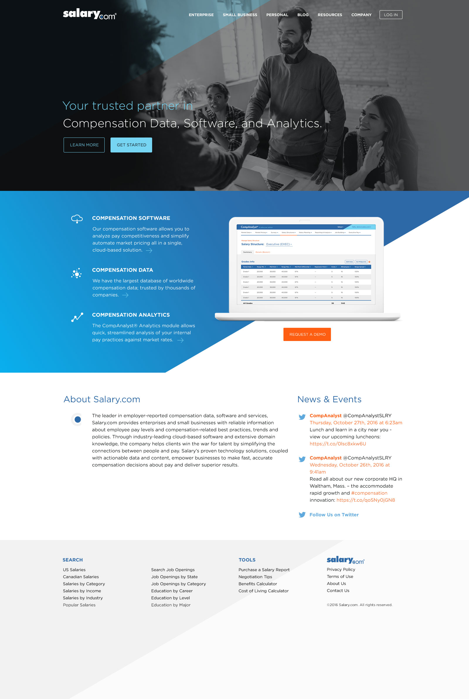 Screenshot of client's website