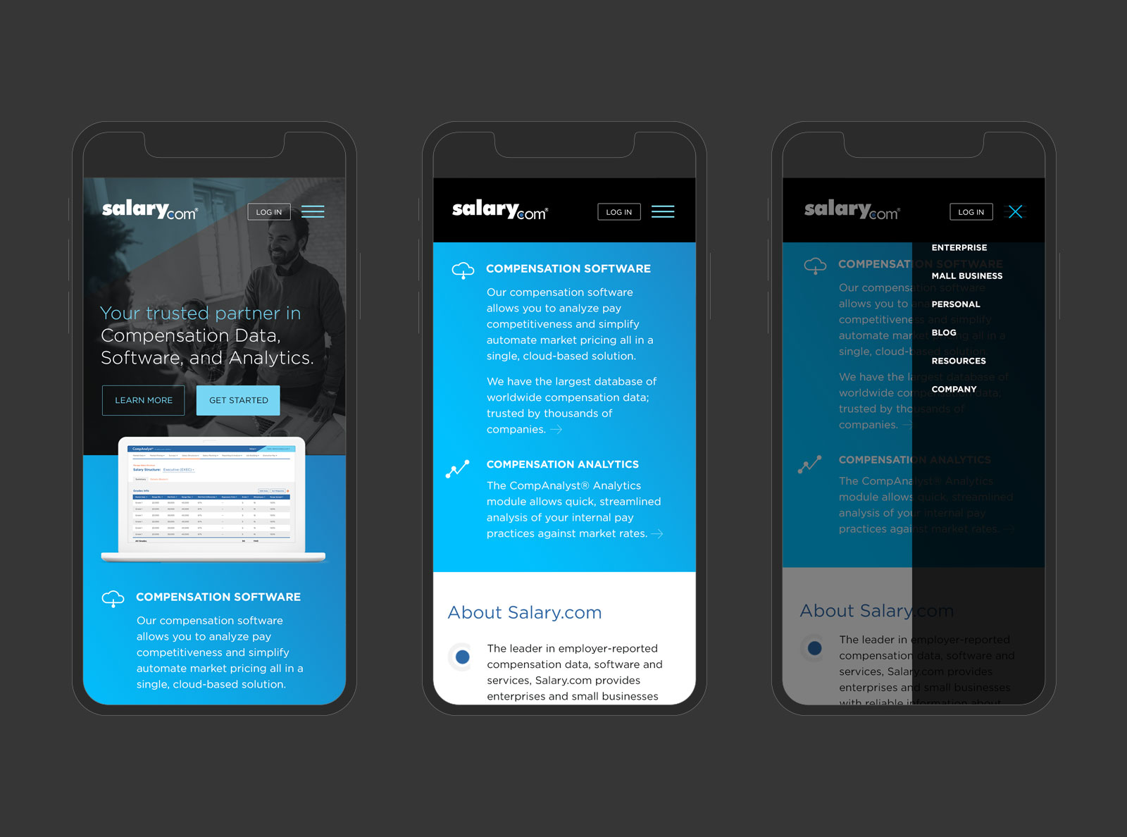 Screenshot of client's website