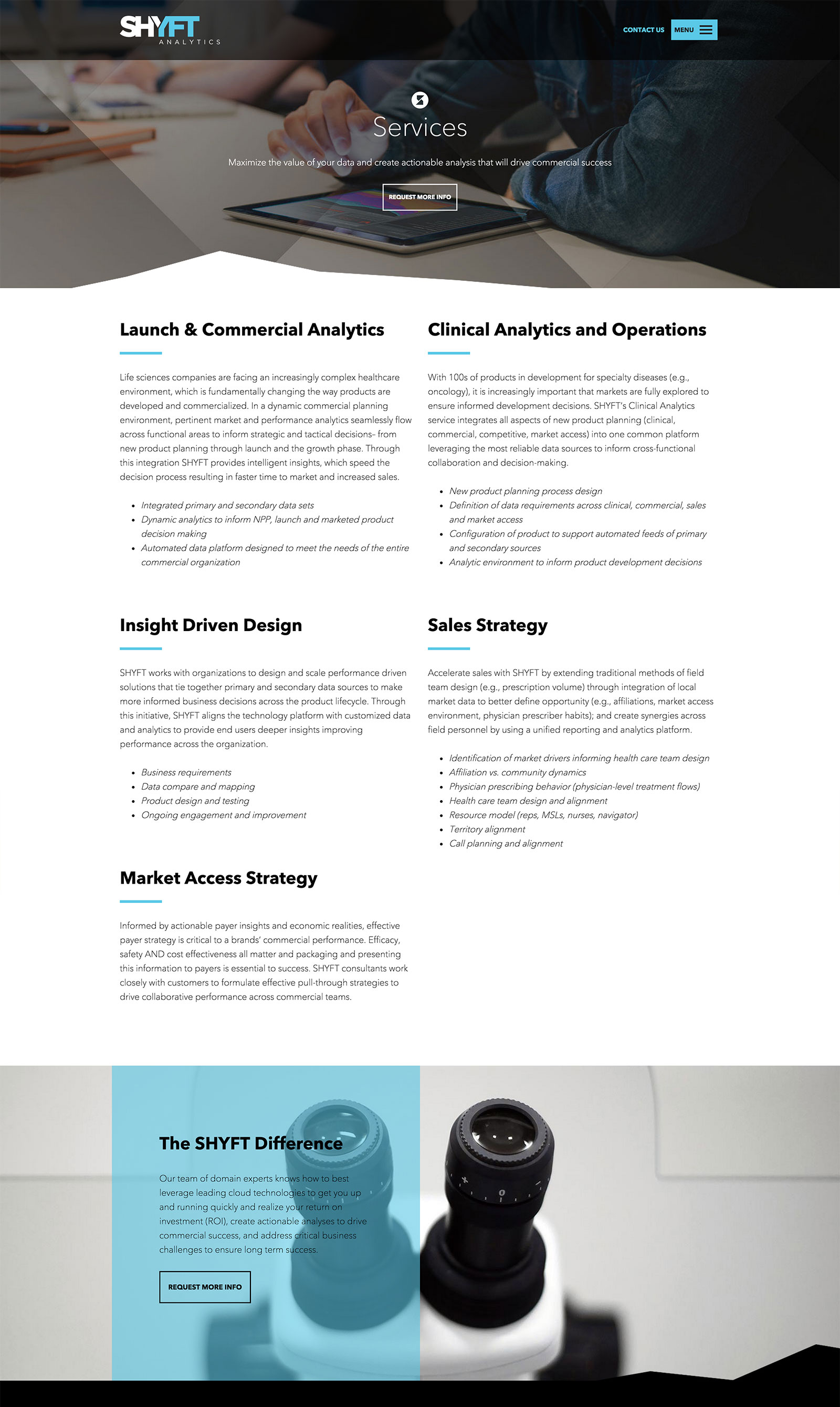 Screenshot of client's website