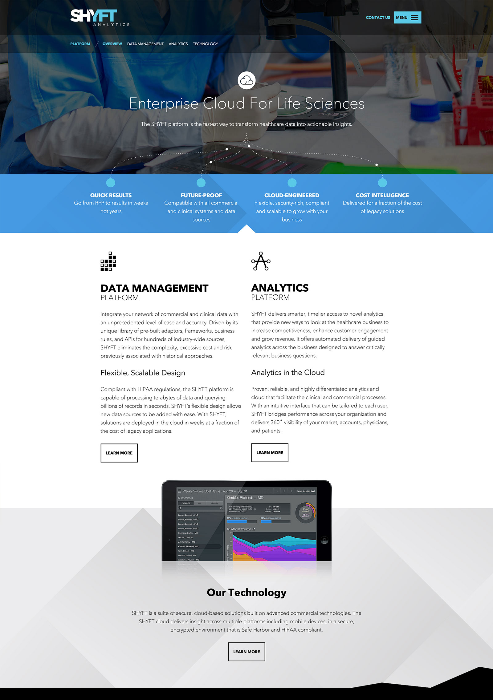 Screenshot of client's website