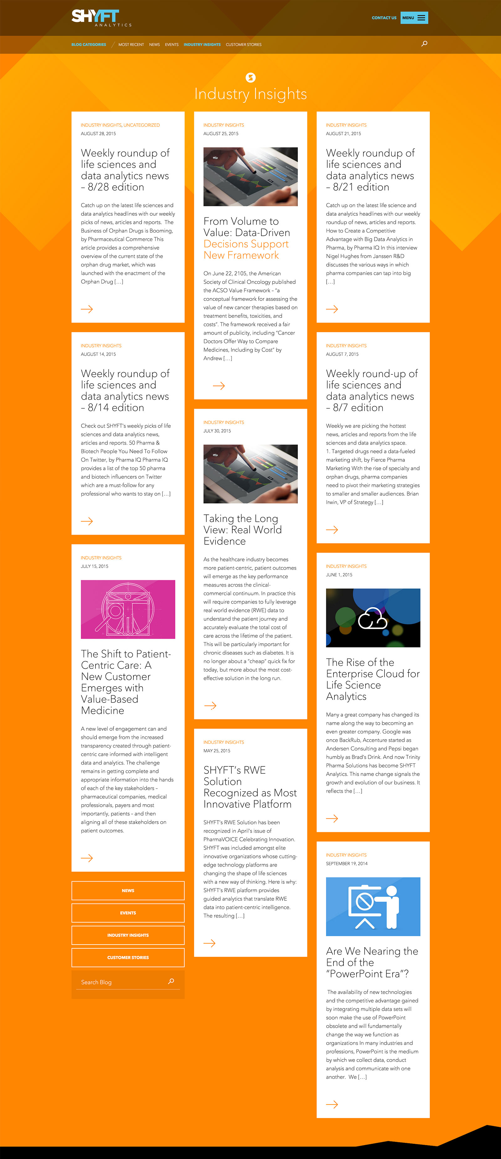 Screenshot of client's website
