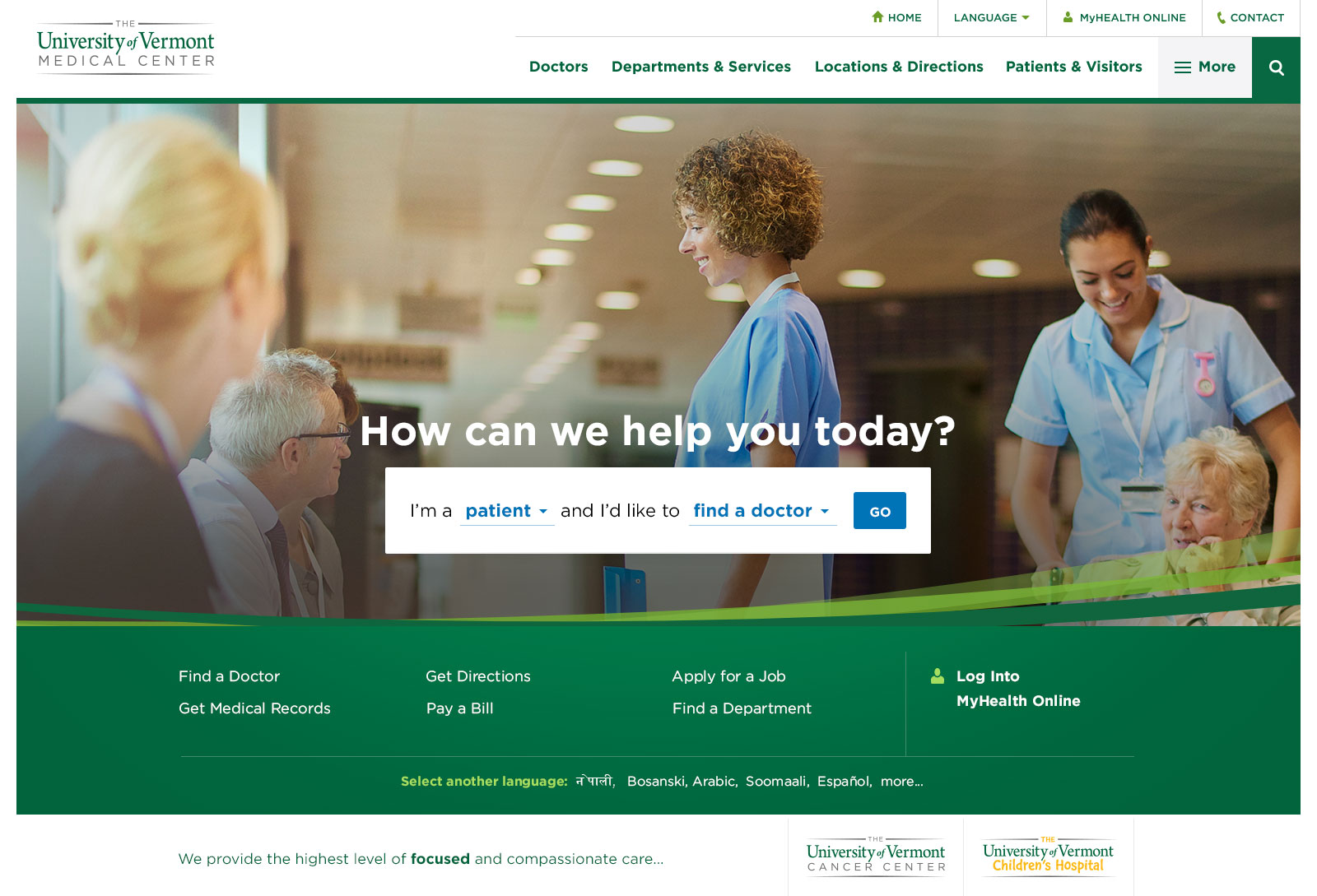 Screenshot of client's website