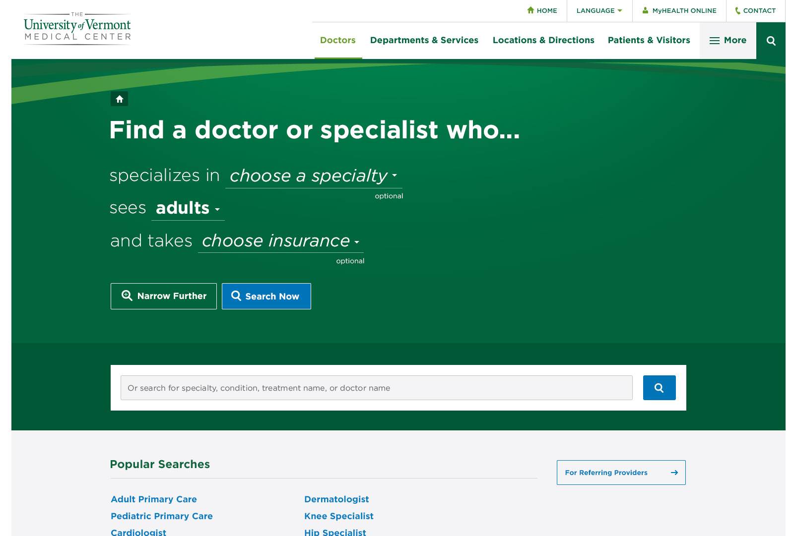 Screenshot of client's website