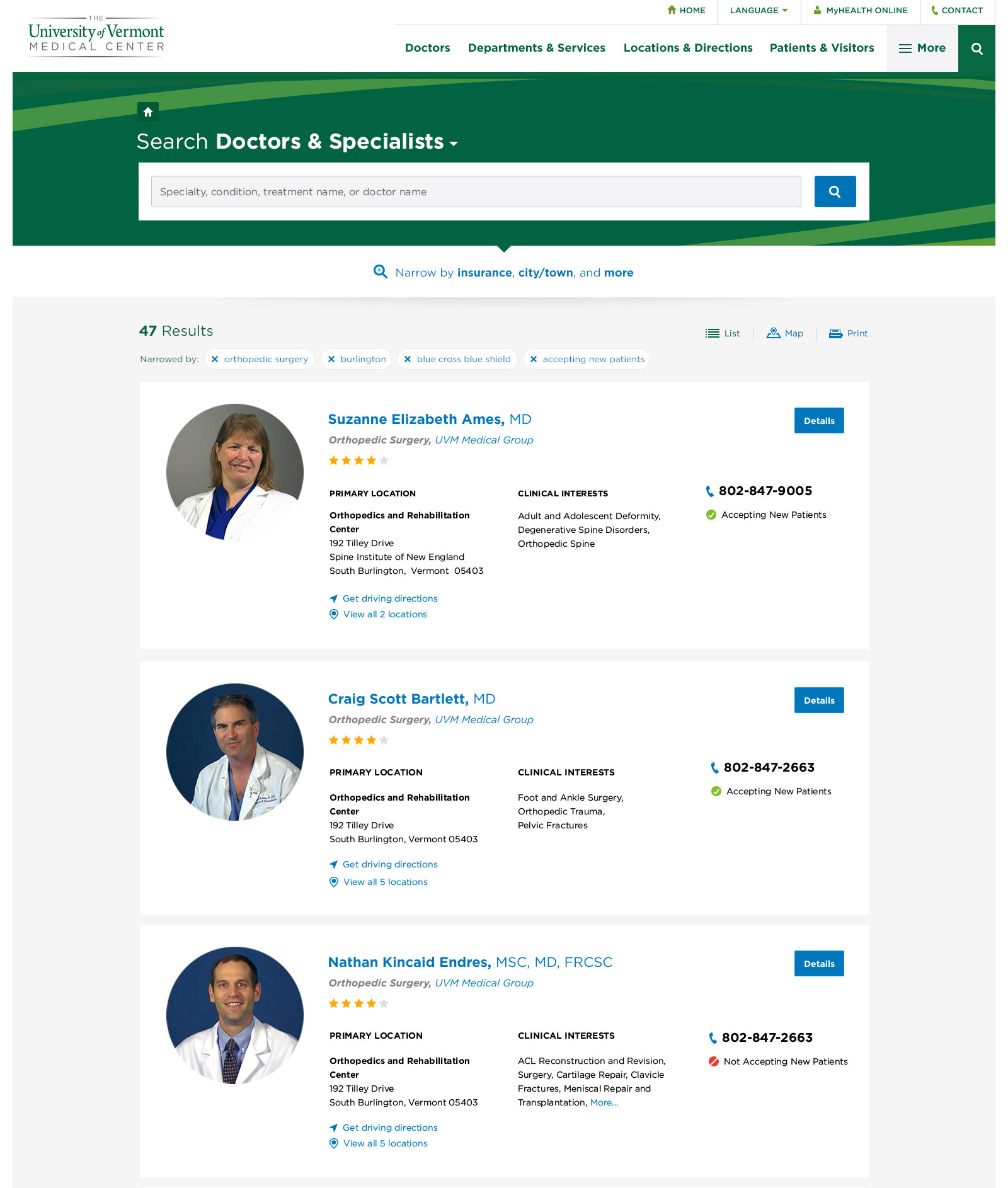 Screenshot of client's website
