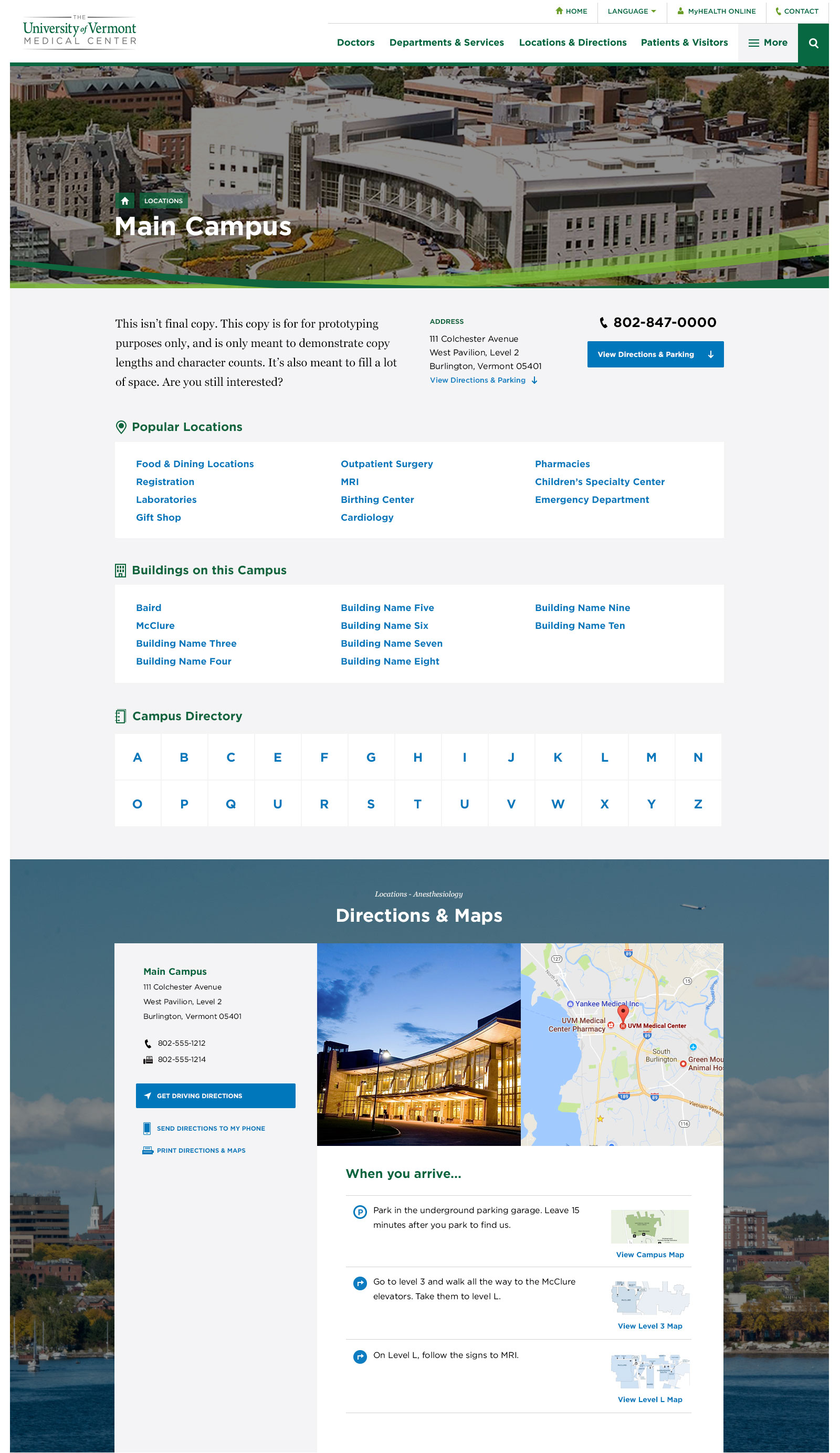 Screenshot of client's website