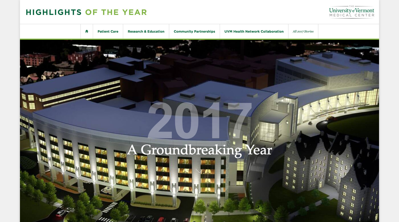 Screenshot of client's website