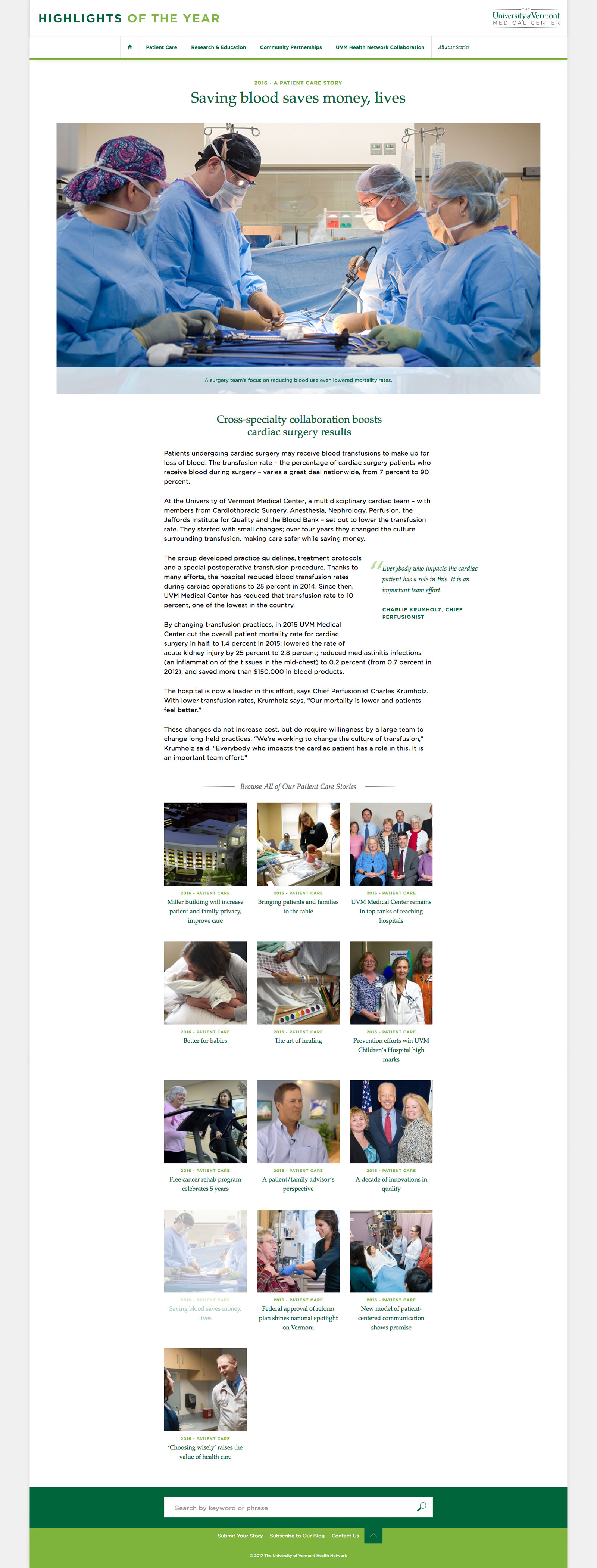 Screenshot of client's website