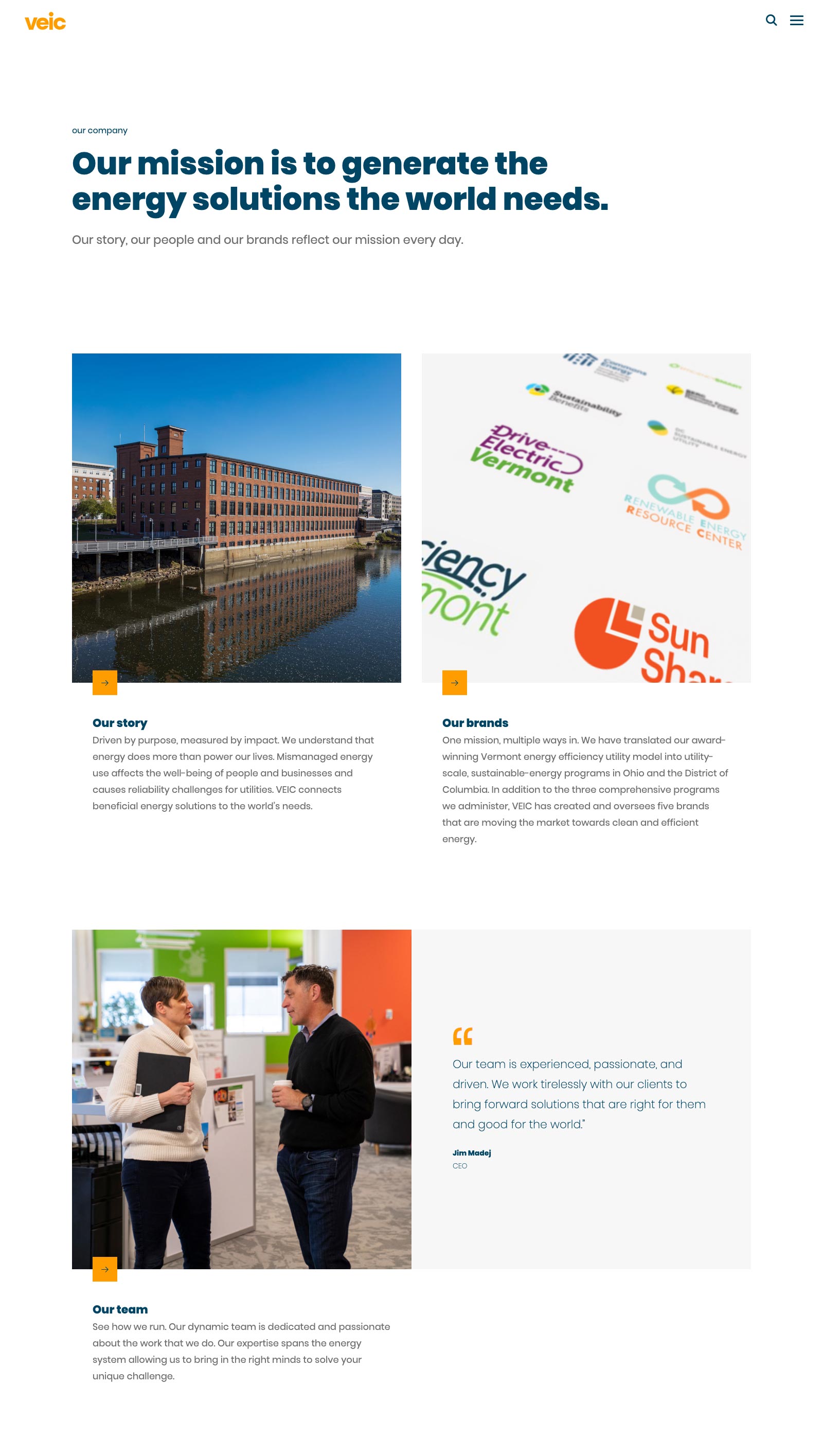 Screenshot of client's website