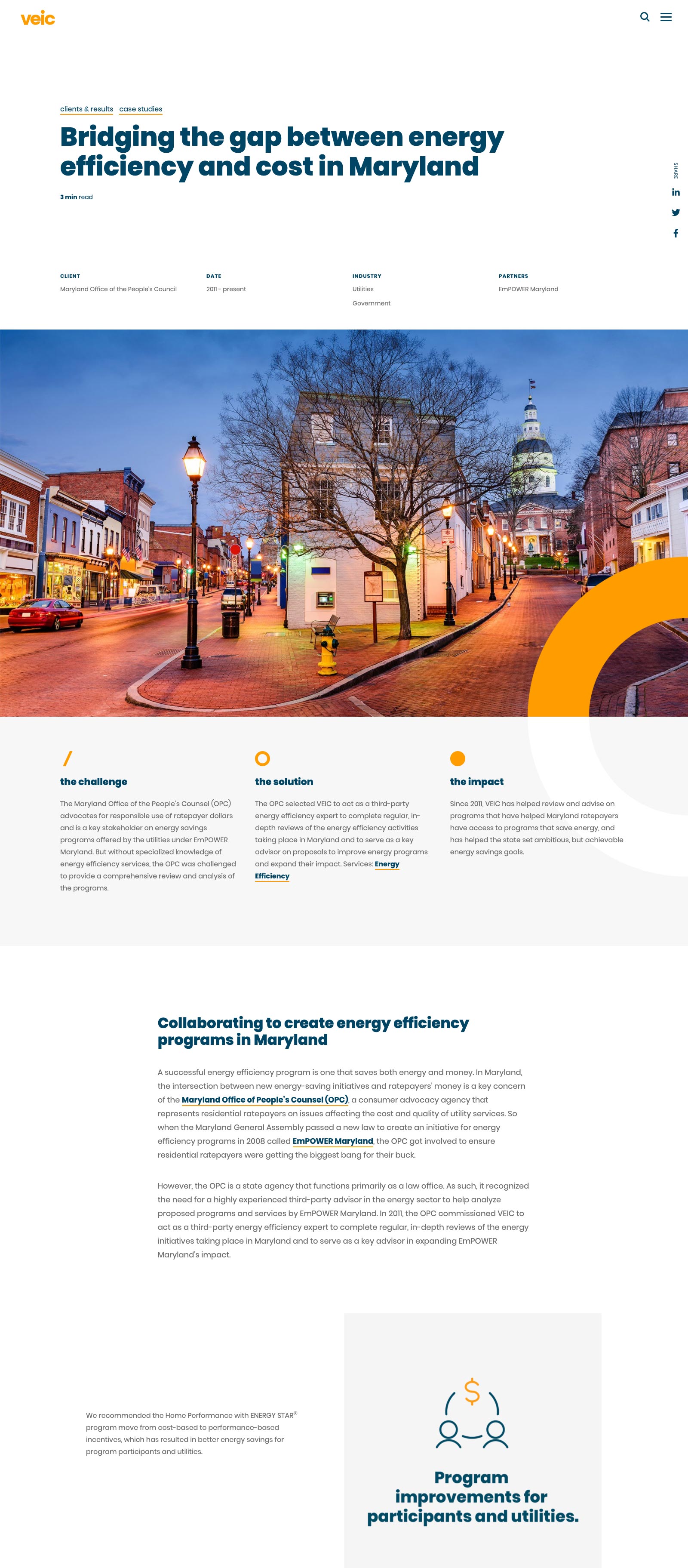 sScreenshot of client's website