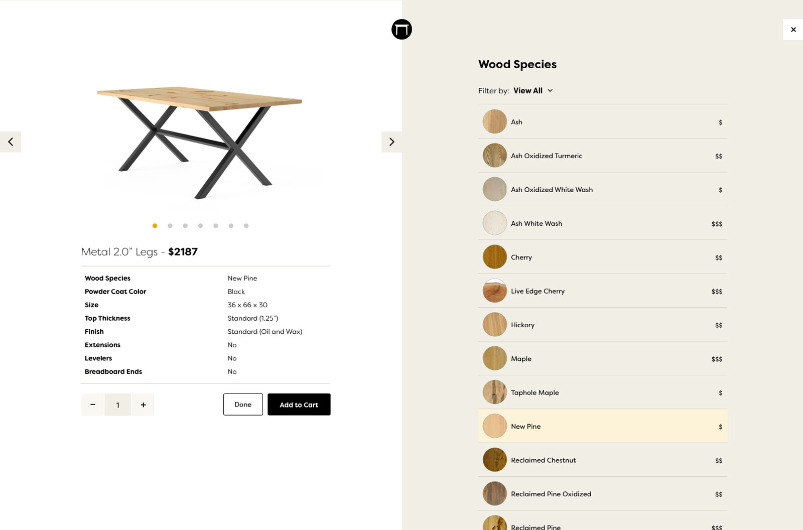 Screenshot of client's website