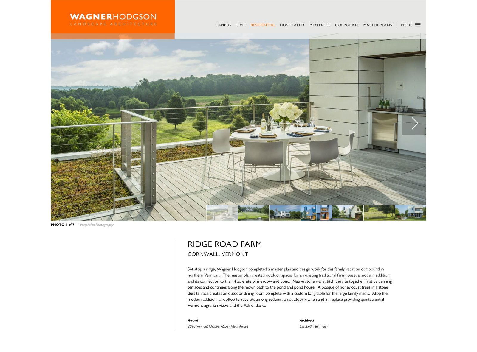 Screenshot of client's website