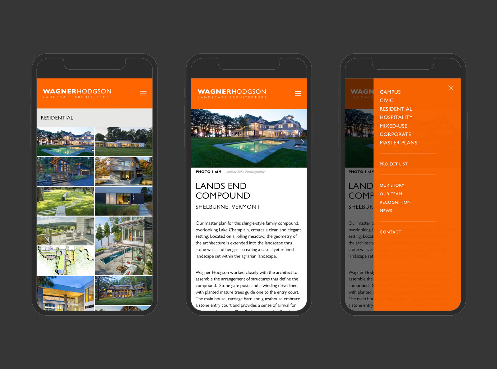 Screenshot of client's website